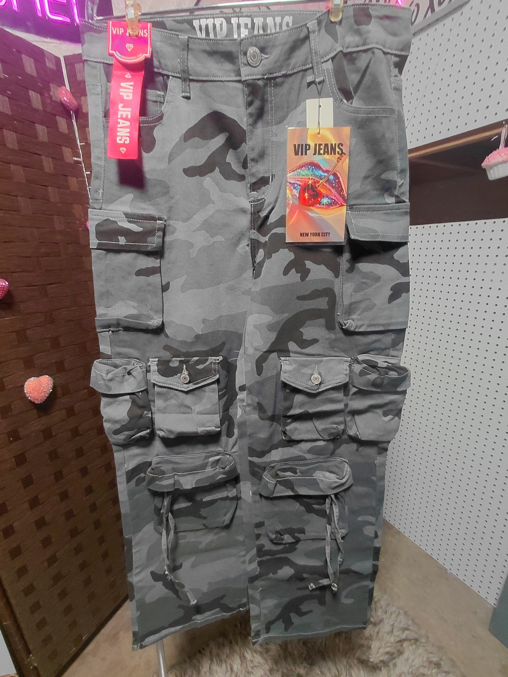 VIP Grey Camo Cargo Pants with Branded Tag